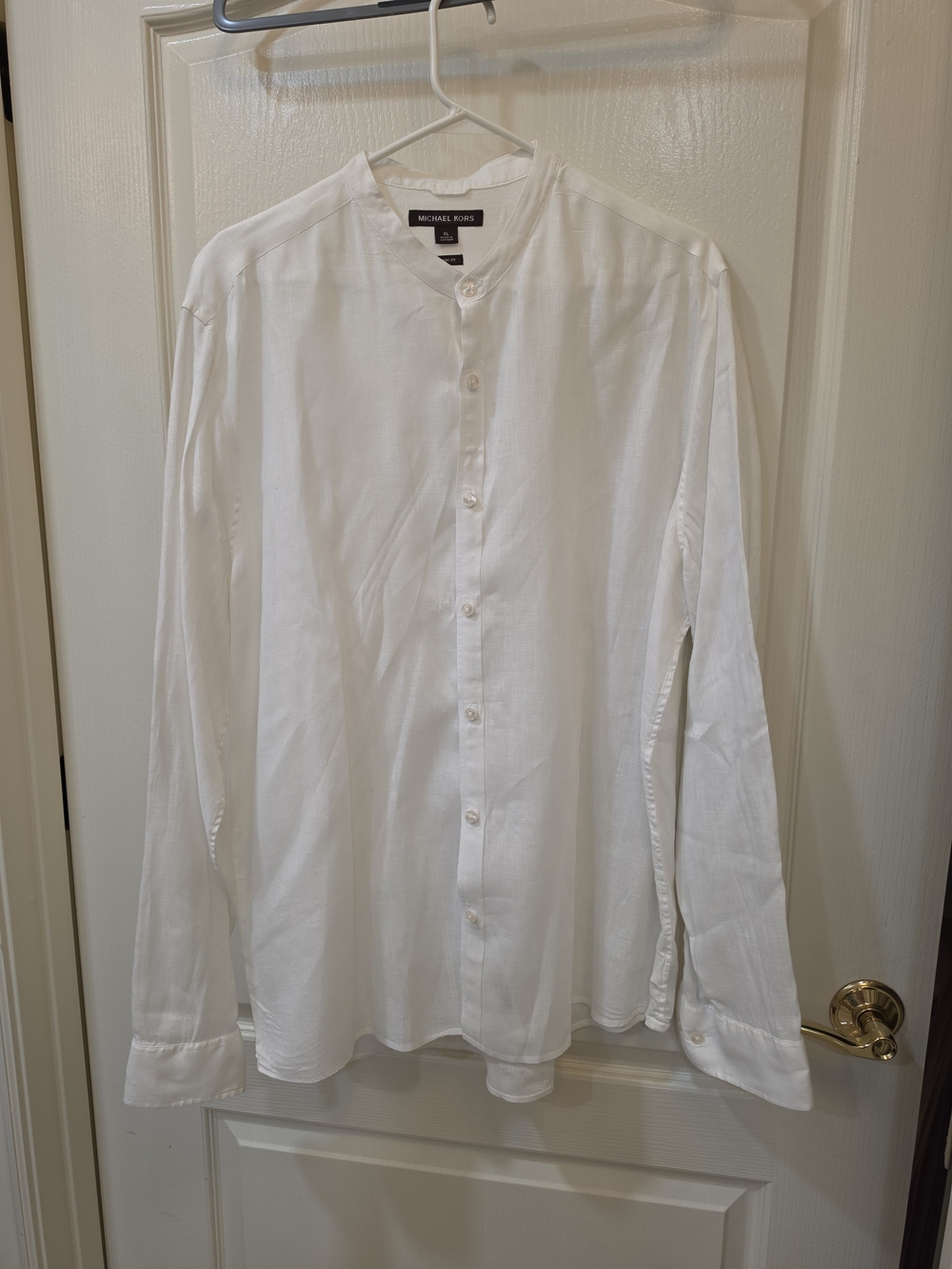 Michael Kors Men's White Mandarin-Collar Dress Shirt